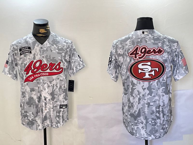 Men San Francisco 49ers Blank Nike Arctic Camo 2024 Salute to Service Limited NFL Jersey style 5